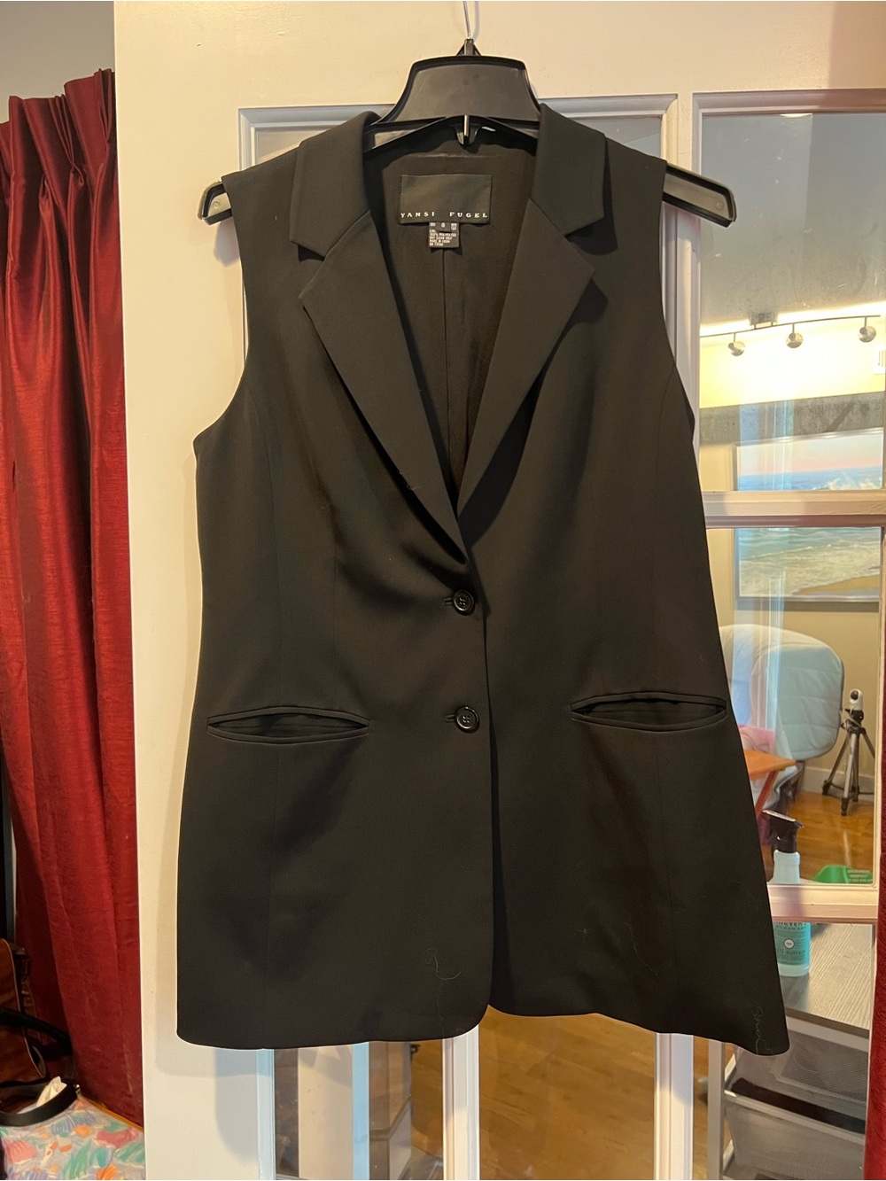 Yansi Fugel Sleeveless Black Blazer Vest